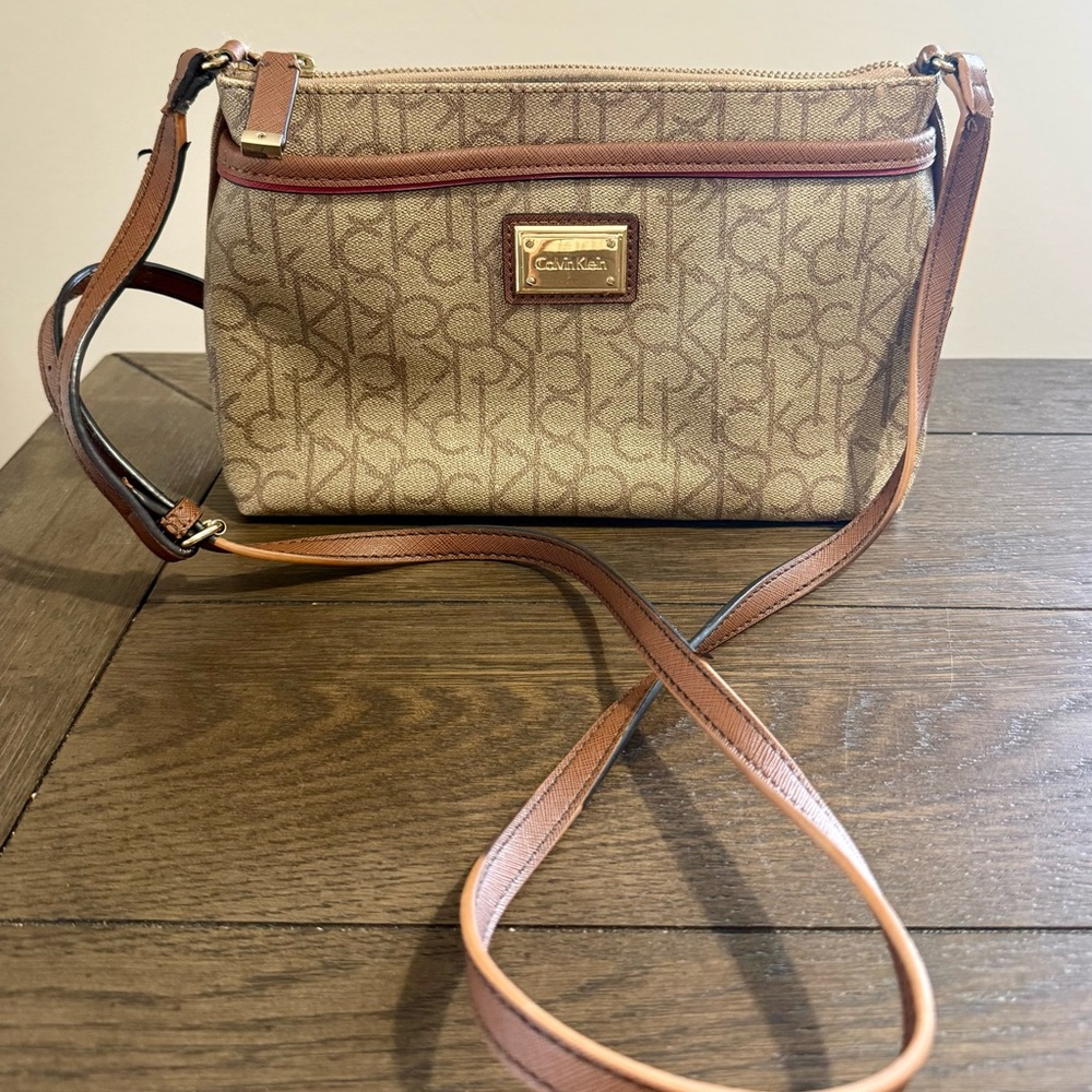 Calvin Klein Beige and Brown Crossbody Bag/ Purse